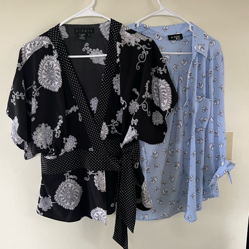 2- Pack AByer & Ninety Black and White Wrap Top